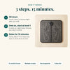 How the ClockOut foot mat works: sit down, feet on at level 1, relax for 15 minutes